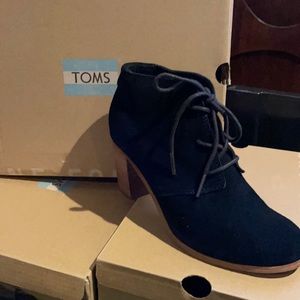 Toms Black suede booties. Size 6. Worn once